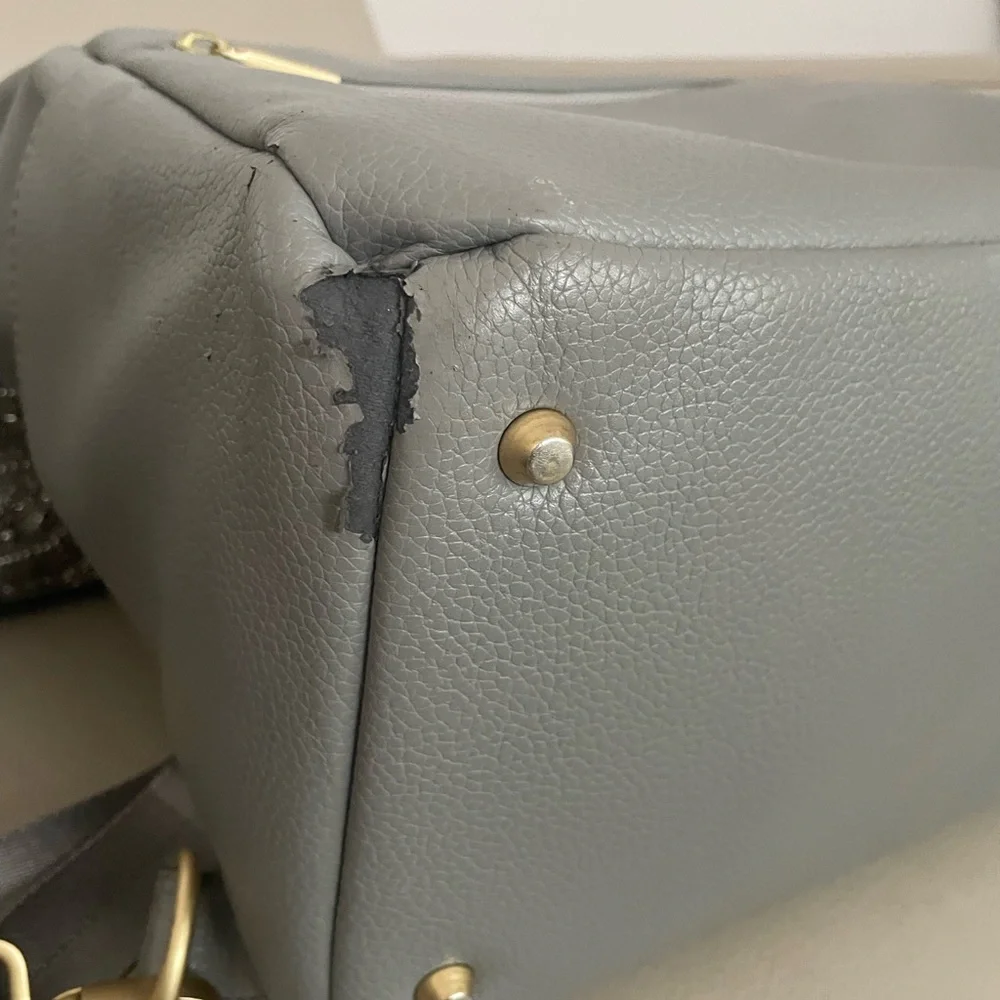 Freshly Picked Gray Diaper Bag Backpack with Gold Accents